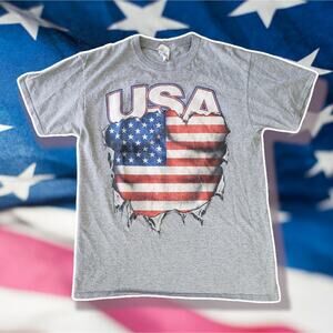 Vintage Fruit of the Loom USA Flag Graphic T shirt medium